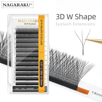 NAGARAKU Automatic Flowering W Shape Bloom 3D Premade Fans Eyelash Extensions Natural Soft Light Individual Lashes Full Dense