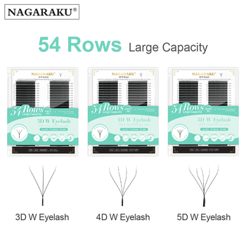 NAGARAKU Automatic Flowering W Shape Bloom 3D 4D 5D Premade Fans Eyelash Extensions 54 Rows Large Capacity False Eyelash