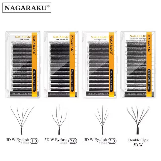 NAGARAKU Double Tips 5D W Shape Eyelash Extensions Volume Pre-made Fans False Eyelashes Wholesale Supplier