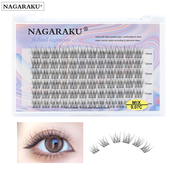 NAGARAKU Fishtail Segments False Eyelashes in 6 Rows Mixed Length Self Grafting Lashes