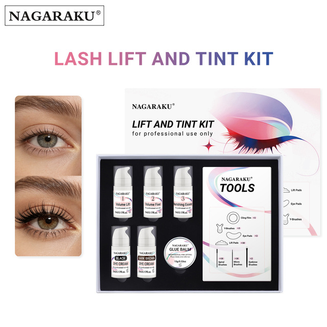 NAGARAKU Lash Lift and Tint Kit Lifting Curling and Setting Set for Beauty Salon Eyelash Brow Lift Application