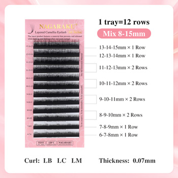 NAGARAKU Layered Camellia Eyelash Premade Fans Wispy Volume Fluffy Extensions LB LC LD M Volume Eyelash Extension Fluffy