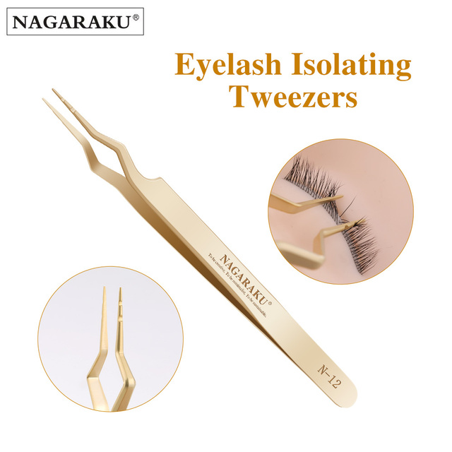 NAGARAKU Pinzas Eyelash Isolating Tweezers Precision Fiber Tip Makeup Tool Anti-slip Grid