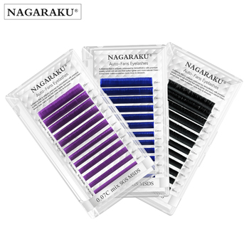 NAGARAKU Same Length Auto Fan Volume Eyelashes Extension Color Purple Blue Black