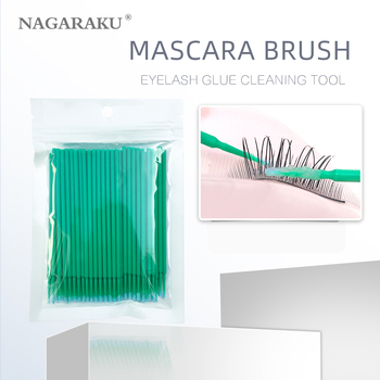 NAGARAKU100Pcs/Pack Hot Lint Disposable Makeup Brushes Individual Lash Removing Tools Swab Micro Brushes Eyelash Extension Tools